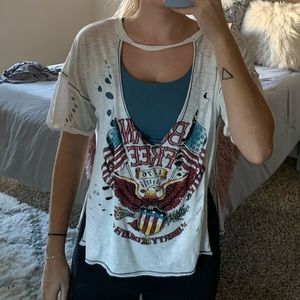 Distressed T-shirt Top